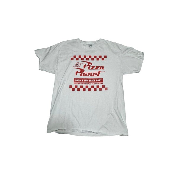 Toy Story Adult LARGE Disney Pixar Pizza Planet‎ Red Graphic Print White T-Shirt - Picture 1 of 7